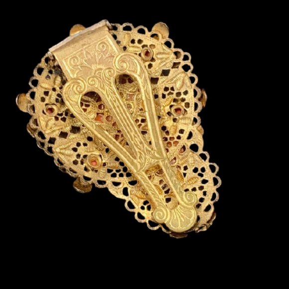 Vintage Coral Celluloid Flower Dress Clip - Picture 3 of 4